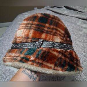 Vintage 70's Plaid Winter Bucket Hat Union Made Large